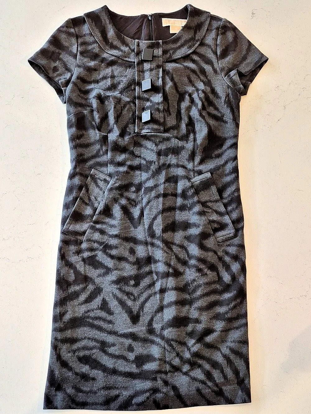 Michael Kors Animal Print Mini Dress in Black & Gray Size 4 Like New